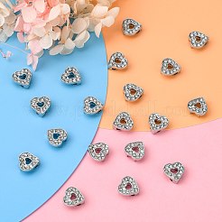 Alloy Heart Slide Charms with Grade A Rhinestones&nbsp;ALRI-R034-06
