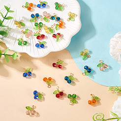 28Pcs 7 Colors Trabsparent Glass Pendants&nbsp;PALLOY-TAC0187