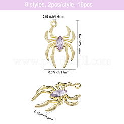 16Pcs 8 Styles Glass Spider Pendant&nbsp;FIND-CA0008-37