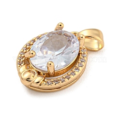 Brass Micro Pave Clear Cubic Zirconia Pendants&nbsp;KK-P263-22KCG-05