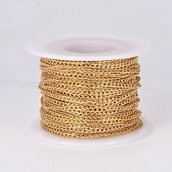 304ステンレススチールカーブチェーン  スプールで  溶接されていない  ゴールドカラー  2.3mm  リンク：3.5x2.3x0.5mm  約82.02フィート（25m）/ロール&nbsp;CHS-E018-05G