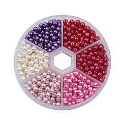 ガラスパールビーズセット  パールカラーの  ラウンド  ミックスカラー  4mm  穴：1mm  約650個/箱&nbsp;HY-JP0003-04