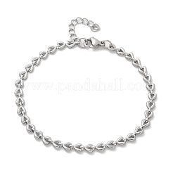 女性用304ステンレススチールトライアングルリンクチェーンブレスレット  ステンレス鋼色  7-1/4インチ（18.3cm）&nbsp;BJEW-F488-23P