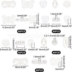 400個5スタイルabsプラスチックイミテーションパールビーズ  混合図形  乳白色  8~11x8~16x4~6mm  穴：1.2~1.8mm  80個/スタイル&nbsp;KY-FH0001-13