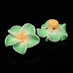 手作り樹脂粘土3Dプルメリアフラワービーズ  ミックスカラー  15x8mm  穴：2mm&nbsp;CLAY-Q192-15mm-M