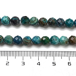天然石クリソコラビーズ連売り  ファセット（64ファセット）  ラウンド  6mm  穴：0.8mm  約62~67個/連  15.16~15.55インチ（38.5~39.5cm）&nbsp;G-G927-15C
