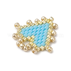手作りのミユキガラスシードビーズハートペンダント  空色  18x19.5x2mm  穴：3x4mm&nbsp;PALLOY-MZ01067-02