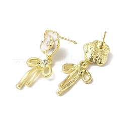 Flower Alloy Pave Cubic Zirconia & Enamel Stud Earrings&nbsp;EJEW-K282-02G
