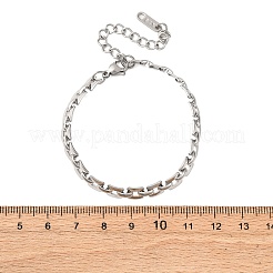 女性用304ステンレススチールパンサーチェーンブレスレット  ステンレス鋼色  長さ6-1/4インチ(16cm)+62mmエクステンダー  幅1/4インチ（0.55cm）&nbsp;BJEW-R027-07P