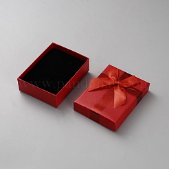 厚紙ジュエリー収納ギフトボックス  ちょう結びの長方形  レッド  9x6.7x2.9cm&nbsp;CON-TAC0006-07
