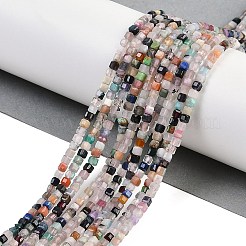 ミックス天然石ビーズ連売り  多面カット  キューブ  3x3x3mm  穴：0.6mm  約148~152個/連  15.35''（39センチメートル）&nbsp;X-G-K312-01A-01