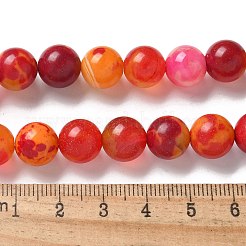 天然石瑪瑙ビーズ連売り  染め＆加熱  ラウンド  ファイヤーブリック  10~10.5mm  穴：0.7mm  約38個/連  14.76''（37.5センチメートル）&nbsp;G-NH0001-G10-01