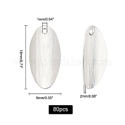真鍮製ブランクタグフラットオーバルスライスペンダント80個  銀  18x9x2mm  穴：1mm&nbsp;KK-FH0002-56