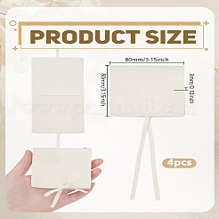 マイクロファイバー布収納バッグ4個  スクエア巾着ジュエリーバッグ  ベージュ  8x8x0.3cm&nbsp;ABAG-LP0001-18