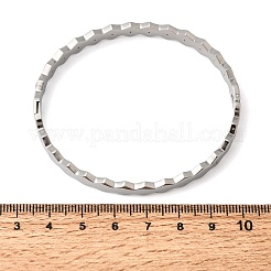 女性用304ステンレススチール＆ラインストーンバングル  ハニカム  ステンレス鋼色  0.28インチ（0.7cm）  内径：2.46x2.03インチ（6.25x5.15cm）&nbsp;BJEW-H644-03P