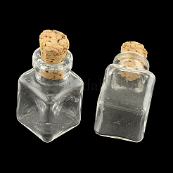 ビーズコンテナの直方体ガラス瓶  コルク栓付き  ウィッシングボトル  透明  2.68~2.75x1.55x1.55cm  穴：0.6のCM  ボトルネック：直径1.25cm  容量：2ml（0.06液量オンス）&nbsp;AJEW-R045-05