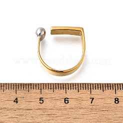長方形 304 ステンレススチール カフリング  本金メッキ&ステンレススチールカラー  6mm  内径：16x18mm&nbsp;RJEW-S404-01A-GP