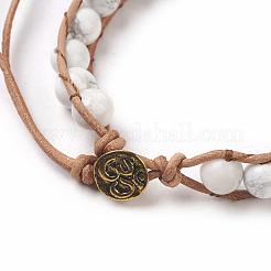 Natural Howlite Cord Beaded Bracelets&nbsp;BJEW-E351-02A