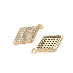 真鍮マイクロパヴェクリアキュービックジルコニアペンダント  ニッケルフリー  菱形  18KGP本金メッキ  17x9x2mm  穴：1.2mm&nbsp;KK-S531-16G