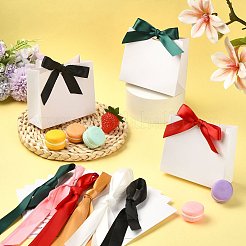 30Pcs 6 Colors White Cardboard Paper Wedding Candy Boxes with Ribbon&nbsp;CON-FS0001-26