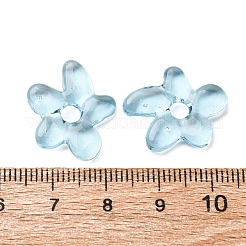 手作りランプワークビーズ  花  ライトシアン  18x17x4mm  穴：3.7mm&nbsp;LAMP-S069-03B