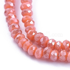 電気メッキガラスビーズセット  パール光沢メッキ  多面カット  ロンデル  サンゴ  2.5x1mm  穴：0.5mm  約185~190個/連  13インチ（33cm）&nbsp;GLAA-F079-PL11