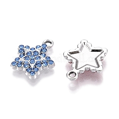 ラックメッキ合金ペンダント  ラインストーン付き  スター  プラチナ  15.5x13.5x2.5mm  穴：1.6mm&nbsp;FIND-N005-22P