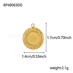 304ステンレスペンダント  フラットラウンドのチャーム  イオンプレーティング（ip）  14KGP本金メッキ  17x14mm&nbsp;STAS-OY002-96G