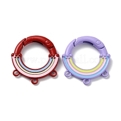 スプレー塗装された合金スプリング ゲート リング  丸い虹と3つのループ  ミックスカラー  27x25.5x4mm  穴：1.8mm&nbsp;PALLOY-Z018-02