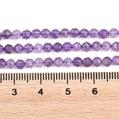 天然石アメジストビーズ連売り  多面カット  ラウンド  グレードA  4mm  穴：0.6mm  約95個/連  14.96''（38センチメートル）&nbsp;G-RM250101-C30