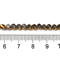 電気メッキガラスビーズセット  透明色  半分黄金メッキ  多面カット  フラットラウンド  透明  4~4.5x3mm  穴：1mm  約70~71個/連  9.84~10.23インチ（25~26cm）&nbsp;X-EGLA-P061-01B-02