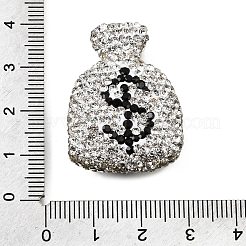 手作り樹脂粘土ラインストーンビーズ  ドル記号の袋  クリスタル  34.5~35x25~26x11~11.5mm  穴：1.5~1.8mm&nbsp;CLAY-Z006-04E