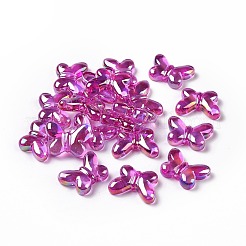 UVメッキレインボー虹色アクリルビーズ  蝶  ミックスカラー  20x14.5x5mm  穴：1.6mm&nbsp;PACR-H001-06