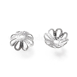 変色しない304ステンレススチール製ファンシービーズキャップ  マルチ花弁  花  ステンレス鋼色  7x7x2.5mm  穴：1mm.&nbsp;A-STAS-K194-02P