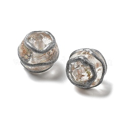 明るい手作りの金の砂のランプワークビーズ  手描きのビーズ  ストライプ付きラウンド  暗闇で光る  キャメル  12.5~13mm  穴：1.8mm&nbsp;LAMP-V001-01