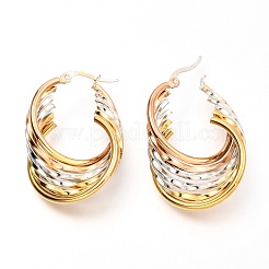 304ステンレススチールフープピアス  スプリットのピアス  マルチカラー  37x26x11mm  ピン：0.7mm&nbsp;EJEW-C501-17M