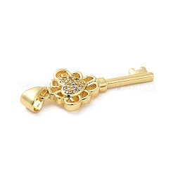 Rack Plating Brass Micro Pave Clear Cubic Zirconia Pendants&nbsp;KK-Q784-22G