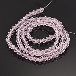 ダブルコーンガラスビーズ連売り  多面カット  パールピンク  4x4mm  穴：0.8~1mm  約75~78個/連  28~29cm&nbsp;LS-EGLA-P016-4mm-13