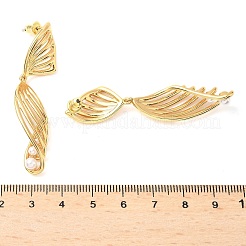 Line Brass Imitation Pearl Dangle Stud Earrings&nbsp;EJEW-M084-01G