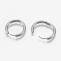 変色しにくい 304 ステンレススチール製ハギーフープピアス金具  ステンレス鋼色  20x20.5x2.5mm  10ゲージ  ピン：0.9mm&nbsp;STAS-I097-051A
