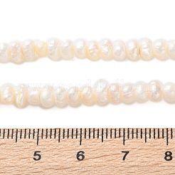天然養殖淡水パールビーズ連売り  グレード3 A  ロンデル  桃パフ  4~5mm  穴：0.6mm  約114個/連  14.06インチ（35.7cm）&nbsp;PEAR-I007-02C-01