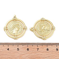 Rack Plating Brass Micro Pave Clear Cubic Zirconia Pendants&nbsp;KK-Z064-21G