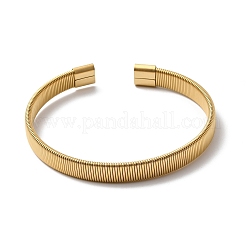 304ステンレススチール製フラットスネークチェーンカフバングル（女性用）  イオンプレーティング（ip）  18KGP本金メッキ  内径：2-1/2x2-1/4インチ（6.2x5.8cm）&nbsp;BJEW-A067-06G