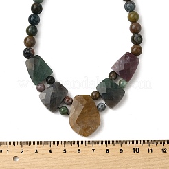 Natural Indian Agate Faceted Bib Graduated Beaded Necklaces for Women&nbsp;NJEW-B128-01E