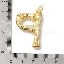 ラックメッキ真鍮チャーム  長持ちメッキ  カドミウムフリー＆鉛フリー  18KGP本金メッキ  丸カン付き  文字p  37.5x24x6.7mm  穴：5mm&nbsp;KK-I721-01G-P