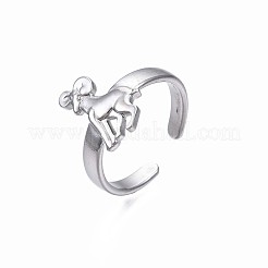 Non-Tarnish 304 Stainless Steel 12 Constellations/Zodiac Signs Open Cuff Ring for Women&nbsp;RJEW-S405-156P