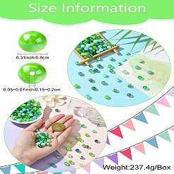 DIYグリーンシリーズネックレス＆ブレスレット作成キット  500個のレインボー＆蛍光＆透明アクリルラウンドビーズが含まれています  100個のイミテーションキャットアイ＆ストライプレジンビーズ  グリーン  8mm  穴：2mm  約600個/箱&nbsp;DIY-CJ0001-77