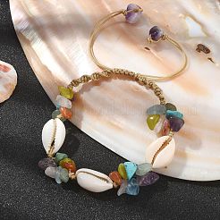 Gemstone & Cowrie Shell Braided Bead Bracelets&nbsp;BJEW-TA00384