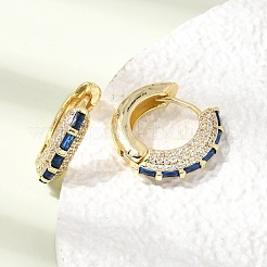 真鍮製マイクロパヴェキュービックジルコニアフープピアス  鉛フリー＆カドミウムフリー  ラックめっき  長持ちメッキ  18KGP本金メッキ  ミックスカラー  17.5~18x4.5mm&nbsp;KK-CBA8324-22G