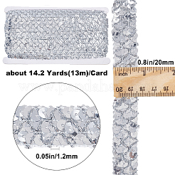 プラスチックスパンコールビーズ  スパンコールビーズ  装飾アクセサリー  3列パレットロール  フラットラウンド  銀  20x1.2mm  13m /カード&nbsp;OCOR-WH0079-78B